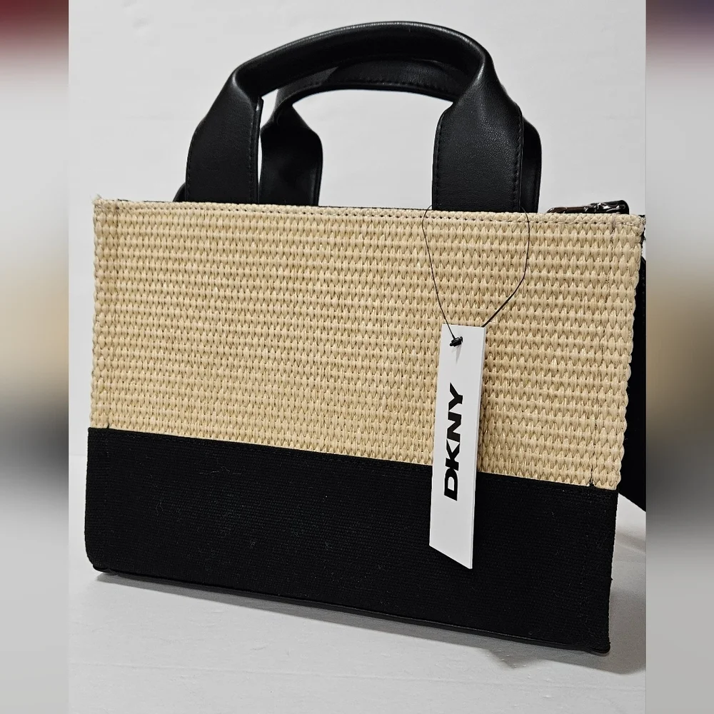 NWT DKNY Tan and Black Woven Handbag - Picture 5 of 9
